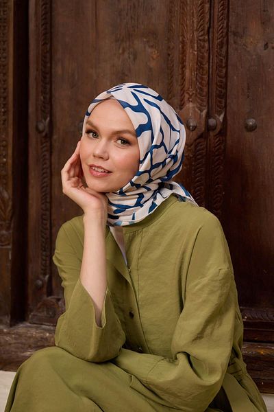 İpekhan Marrakech Συλλεκτικό Μαλακό Κασκόλ Midnight Blue / White 1196-11