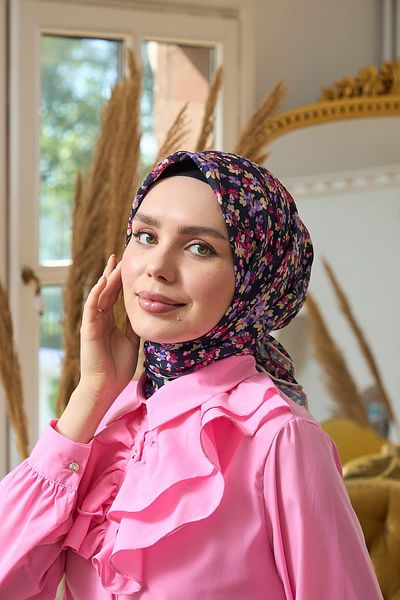 İpekhan Μαλακό κασκόλ Navy Blue Lilac Summer Sparkle Collection - 1191-06