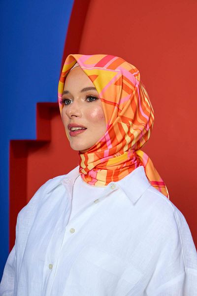 İpekhan Marrakech Συλλεκτικό Μαλακό Κασκόλ Salmon Orange 1208-15