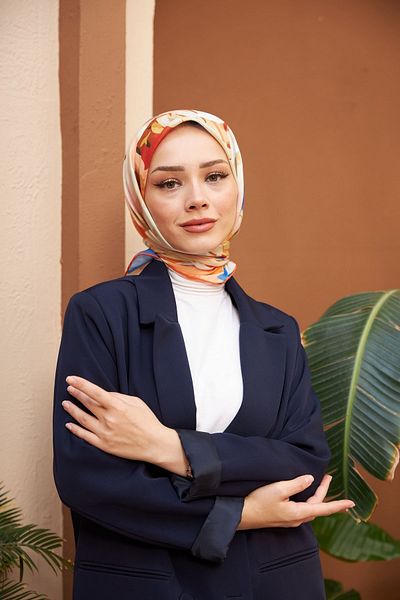 İpekhan Nature Line Rose Soft Scarf Blue Cream 1156-02
