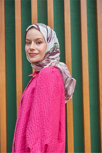 İpekhan Φουλάρι Lotus Cherry Cotton Viscose
