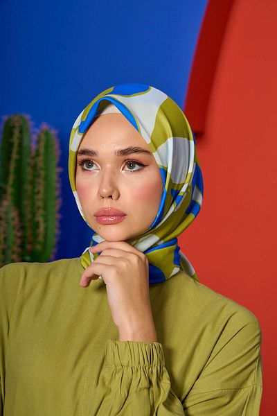 İpekhan Marrakech Koleksiyon Soft Eşarp Mavi Kehribar 1207-10