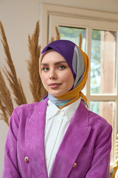 İpekhan Μαλακό κασκόλ Πορτοκαλί Μωβ Summer Sparkle Collection - 1190-07