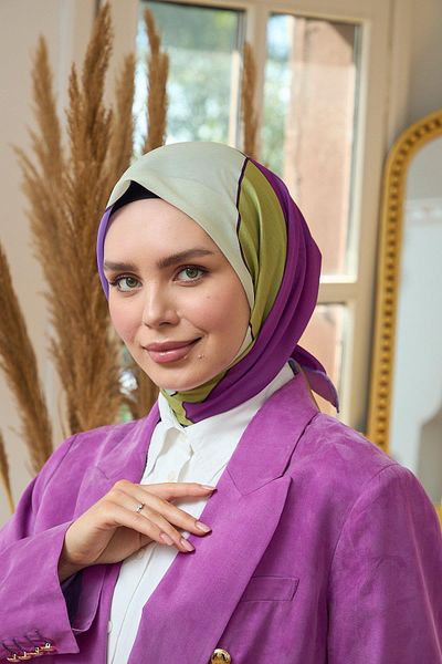 İpekhan Μαλακό κασκόλ Oil Green Plum Summer Shine Collection - 1190-06