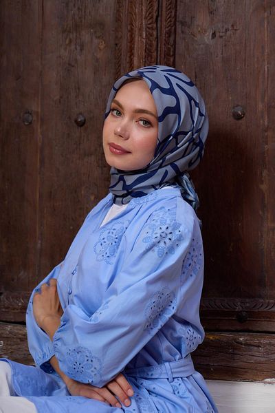 İpekhan Marrakech Συλλεκτικό Μαλακό Κασκόλ Γκρι Navy Blue 1196-06