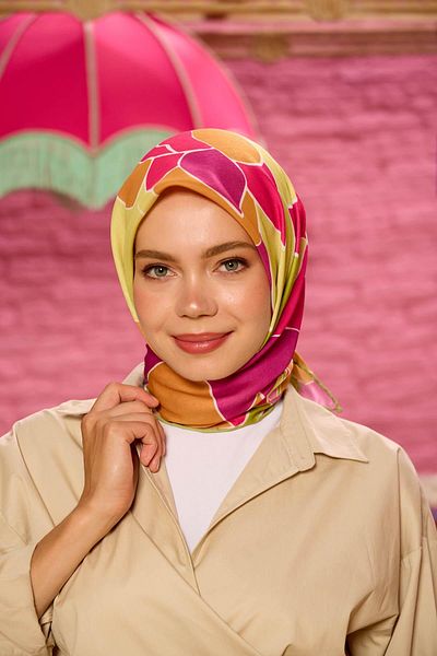 İpekhan Marrakech Συλλεκτικό Μαλακό Κασκόλ Mustard Pink 1198-08