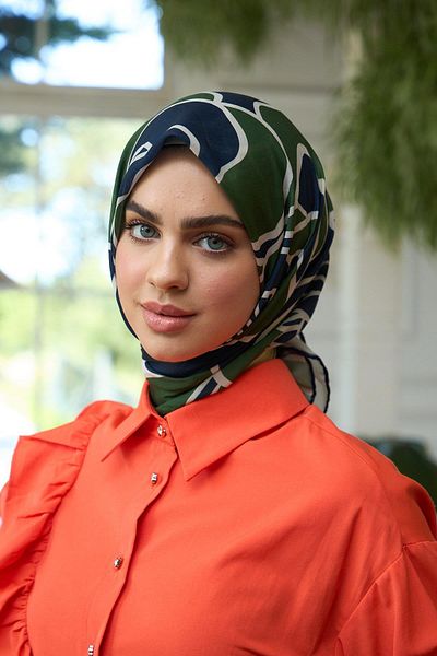 İpekhan Μαλακό κασκόλ Summer Shine Collection - Navy Blue Khaki 1188-05