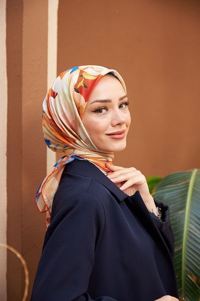İpekhan Nature Line Rose Soft Scarf Blue Cream 1156-02