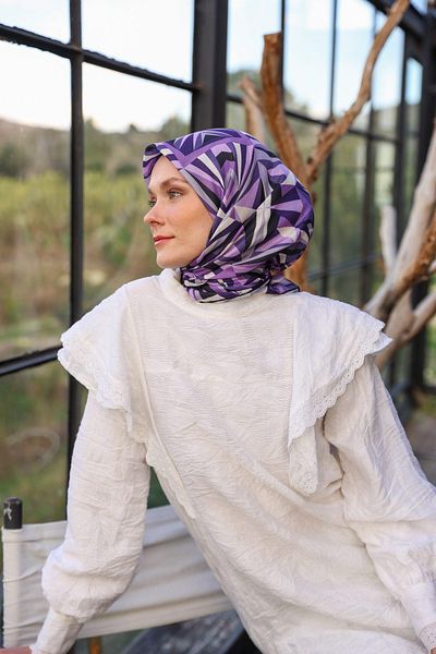 İpekhan Μαλακό κασκόλ Prism Pattern Purple 1163-14