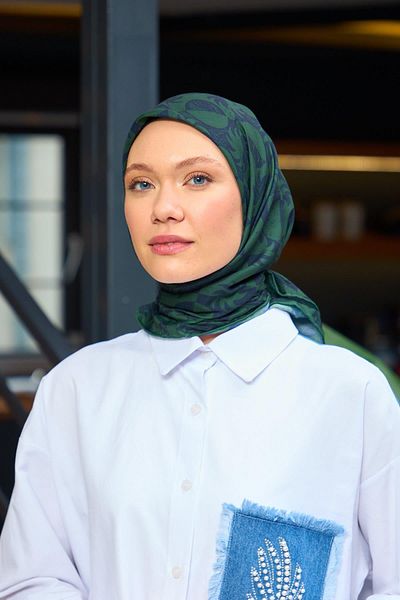 İpekhan Harmony Collection Soft Scarf Forest Green Purple 1182-13
