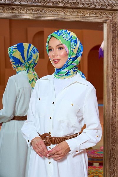 İpekhan Marrakech Συλλεκτικό Μαλακό Κασκόλ Linden Green Σκούρο Μπλε 1202-06