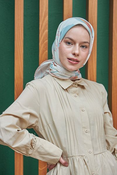 İpekhan Φουλάρι Lotus Petrol Πράσινο Βαμβακερό Βισκόζη