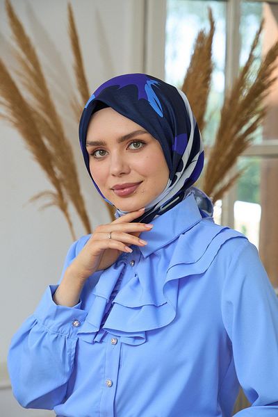 İpekhan Μαλακό κασκόλ Navy Blue Lilac Summer Sparkle Collection - 1189-03