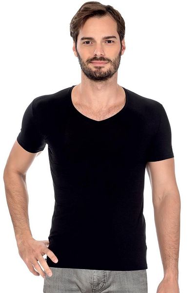 Kompedan Μαύρο Modal Ανδρικό Μπλουζάκι - K11143