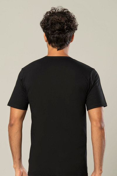 ERDEM İÇ GİYİM Erdem Black Combed Cotton O-Neck Undershirt 1150