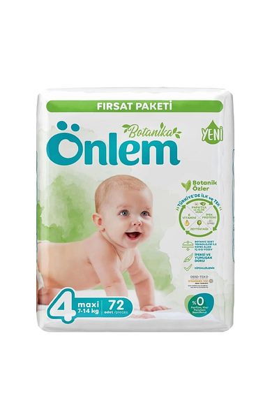 ÖNLEM Botanika Size 4 Maxi Baby Diapers Opportunity Package 72 Pieces (7-14 kg)