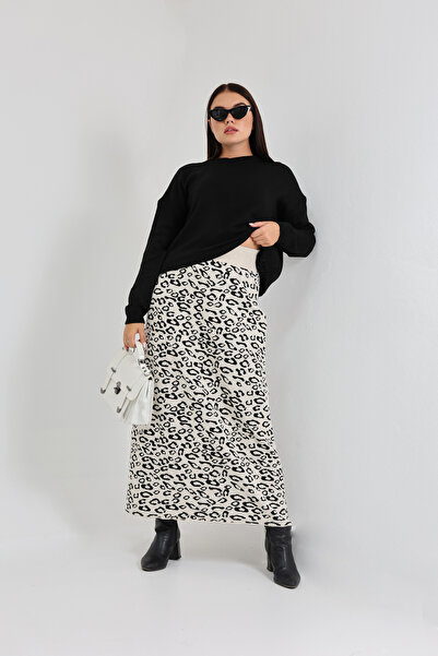 ALCHON Sa leopard dezenom Džemper dugih rukava sa okruglim izrezom i jacquard...