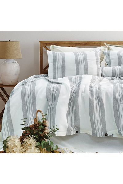 Schafer Home Costa Σετ Παπλωματοθήκη Διπλό Βαμμένο με Νήματα 4 τμχ-Γκρι