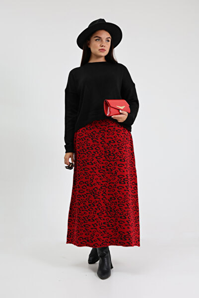 ALCHON Довгий светр з леопардовим принтом, круглим коміром і еластичним поясо...