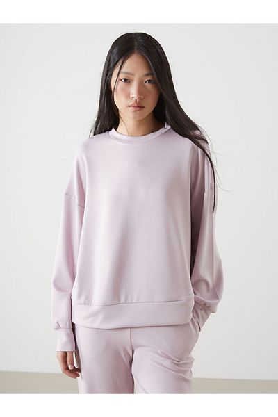 LC Waikiki Hanorac oversize pentru femei LCW Vision Lilac Crew Deck