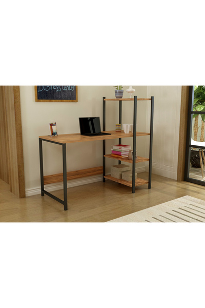 Genel Markalar Uraz Kitaplıklı Metalli Çalışma Masası - Atlantik Çam