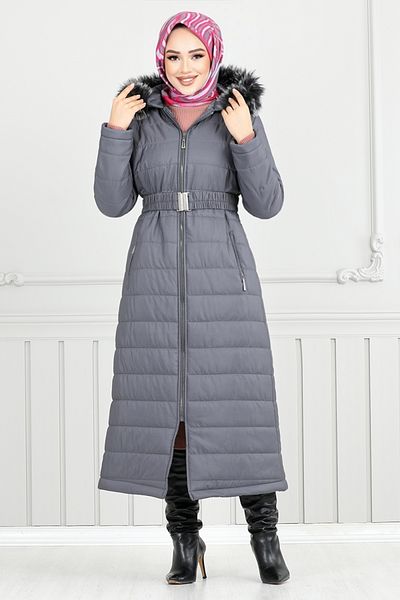 ModaMerve Anthracite Quilted Puffer Jacket - 5907Hn1061-M