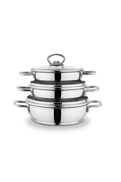Schafer Cookhaus steel pan set 6 pieces-silver