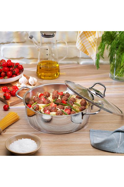 Schafer Held Steel Oblate Pot 24 Cm-2 Pieces-Inox