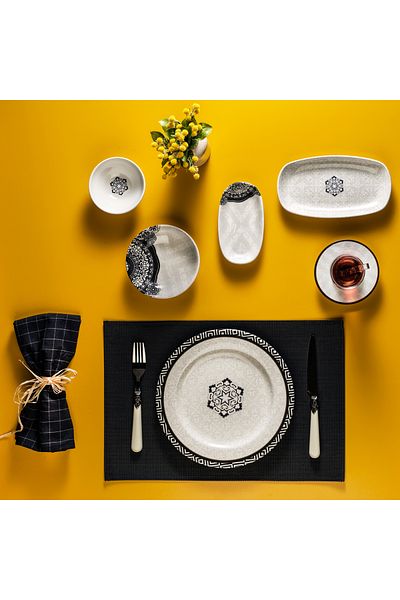 Schafer 32 Piece Sharon Breakfast Set - Black