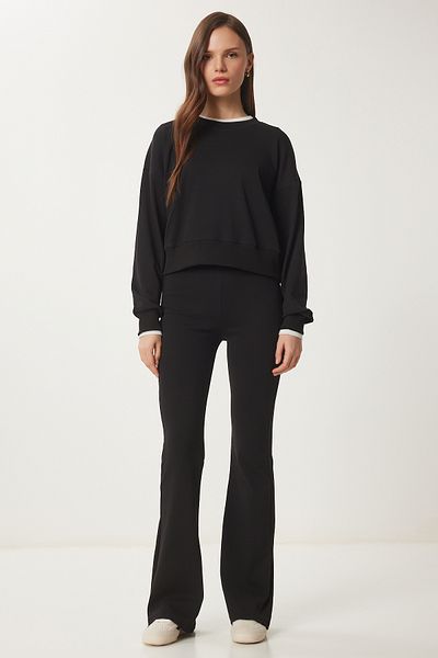 Happiness İstanbul Γυναικεία φόρμα φόρμας Black Crew Neck XR00022
