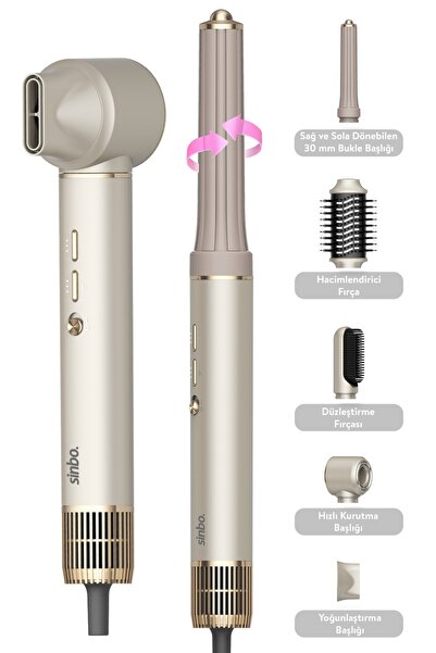 Sinbo Pro Compact  Multi-styler Hava Üfleme 5in1 Saç Şekillendirici Bldc Motor Shd-1729 Shiny Gold