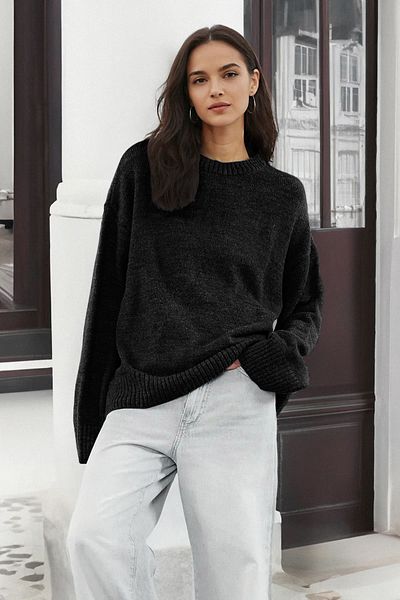 Trendyol Collection Pulover negru cu gât lat pentru bicicletă TWOAW25KZ00168
