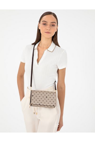 Pierre Cardin Geantă de umăr încrucișată pentru femei Monogram auriu 05PC24K1707