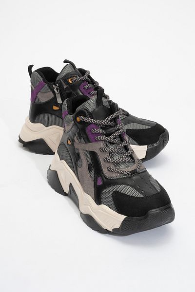 LuviShoes Γυναικείες αθλητικές μπότες LOWEL Μαύρο-Μωβ