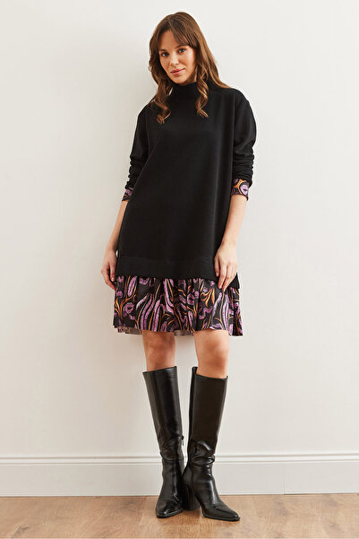 Olalook Černé šeříkové šaty Thessaloniki - Elb- 19000965