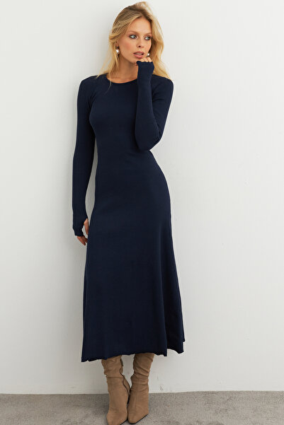 Cool & Modest Жіноча темно-синя корсетна сукня міді MFRY2268