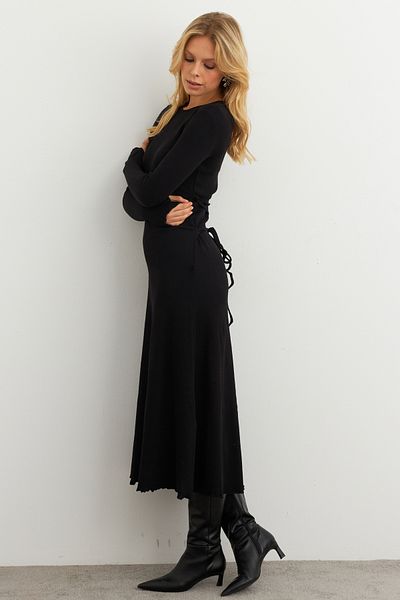 Cool & Modest Γυναικείο Μίντι Φόρεμα Καμισόλ με Μαύρο Δέσιμο MFRY2268