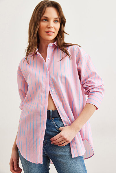 Olalook Közepes kék rózsaszín poplin ing - rejtett tépőzárral, női, GML- 1900...