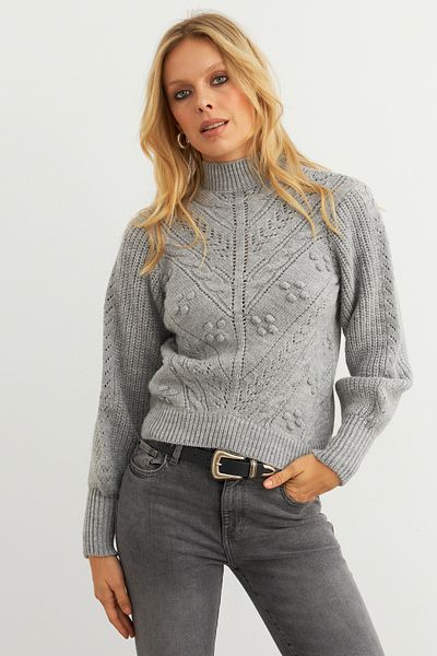 Cool & Modest Szürke kötöttáru női pulóver - MAYD18