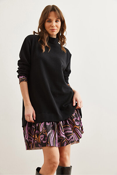 Olalook Černé šeříkové šaty Thessaloniki - Elb- 19000965