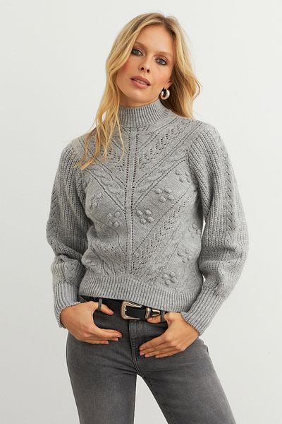 Cool & Modest Szürke kötöttáru női pulóver - MAYD18