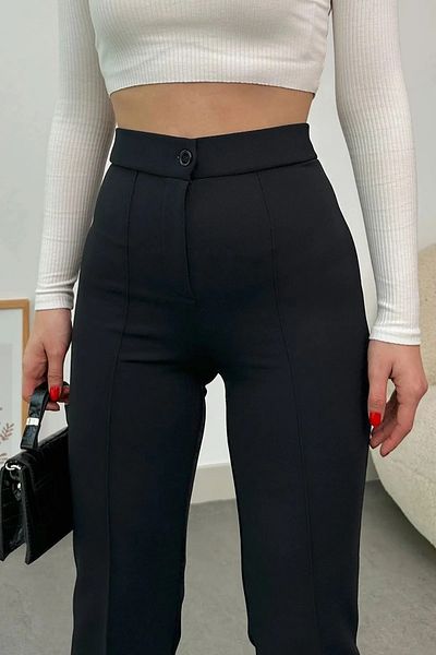 DeYz Women's Black High Waist Slim-fit Flare Leg Palazzo Pants