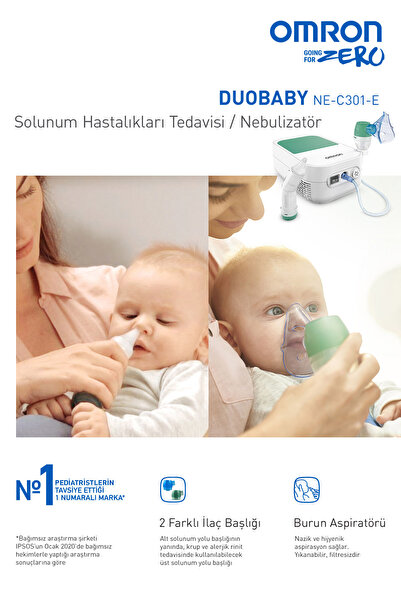 Omron DuoBaby, Burun Aspiratörlü Alt ve Üst Solunum Yoluna Uygun Nebulizatör