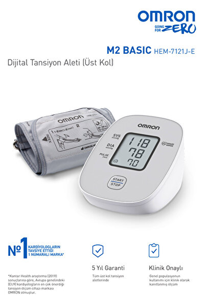 Omron M2 Basic Hem-7121j-e (c) Koldan Ölçer Tansiyon Aleti M2 Basic Hem-7121j-e