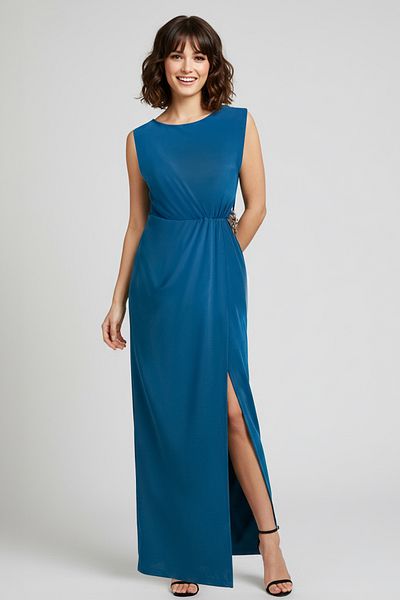 Trendyol Collection Petrol Accessory Detailed Woven Long Stylish Evening Dress Night Graduation Dress Tprss25Ae00018