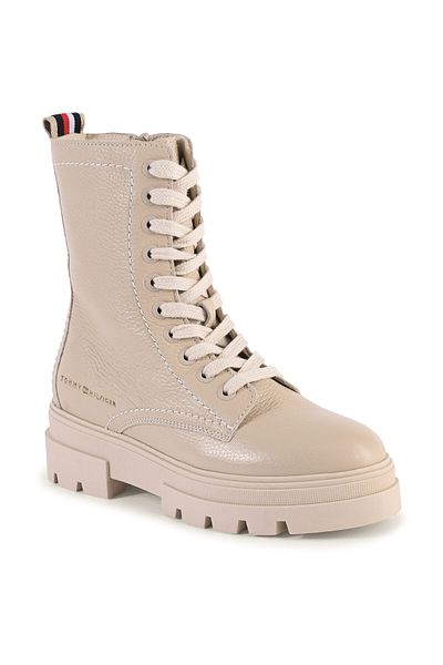 Tommy Hilfiger Stílusos megjelenésű női WedGe sarkú csizma - gumitalp, logó | Krém | fw0fw06732-bitter