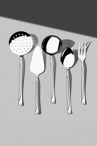 Nehir Fiesta Satin - 5 Piece Stainless Steel Serving Set