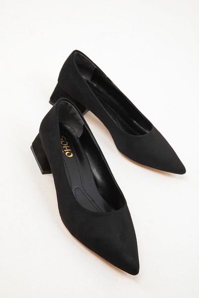 SOHO Klassische Damenschuhe mit Absatz aus schwarzem Wildleder 18391