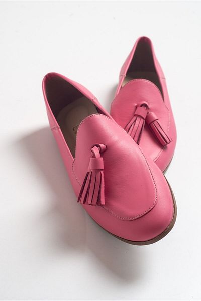 LuviShoes F04 Γυναικεία Loafer Παπούτσια από γνήσιο δέρμα με φούντες Pink Skin