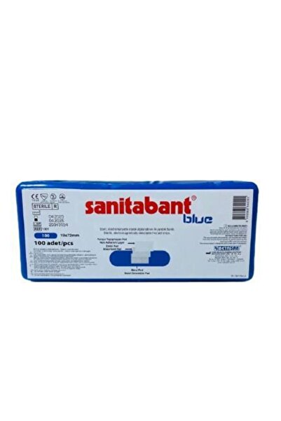 Sanitabant Metal Pedli Steril Mavi Yara Bandı 100'lü 1 Kutu